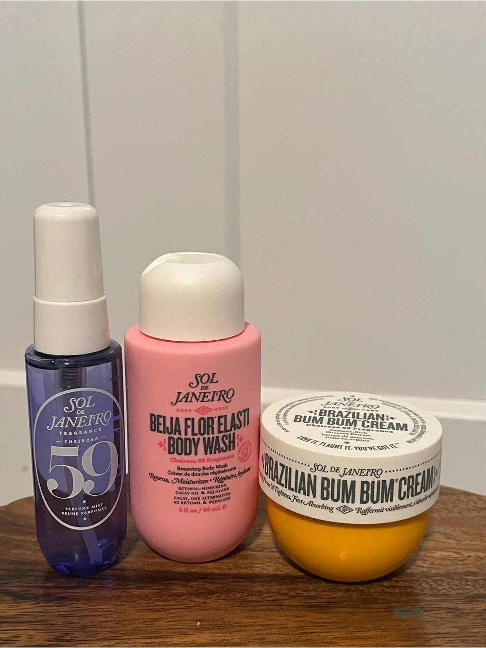 Sol de Janeiro 68 body wash, 59 mist & 62 cream trio